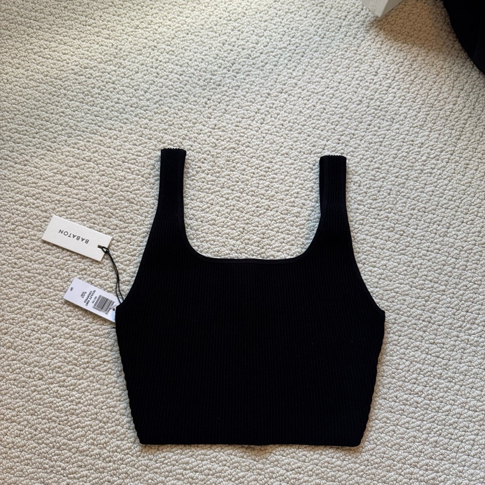 Aritzia Babaton Black Ribbed Tank Top